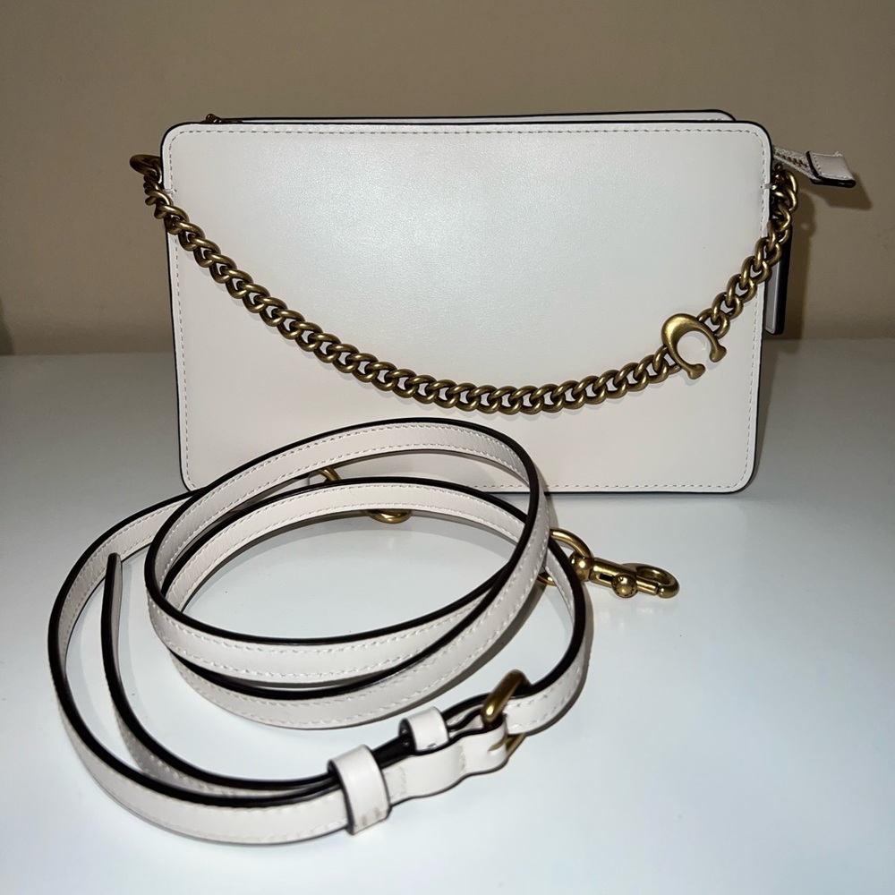 Coach White Crossbody Bag with Gold Chain